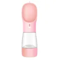 Portable pink pet water bottle with drinking bowl and food container for outdoor dog walking - Solid Color Water and Food Cup / Pink