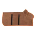 Braune Haustier Hund Katze Mikrofaser Bademantel Handtuch mit orange Rand und Klettverschluss - XS / Braun
