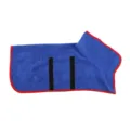 Blauer Haustier Mikrofaser Bademantel, Hundetuch mit rotem Rand und schwarzem Klettverschluss. - XS / Blau