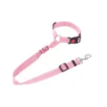 Pink dog car safety seat belt leash with metal buckle elastic buffer for pet travel - Pink