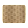 Tapis de litiere pour chat en EVA double couche beige nid dabeille anti derapant pour animaux - Khaki