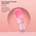 Portable pet water bottle 300ml pink outdoor dog drinking water dispenser for travel - 300ml / Pink
