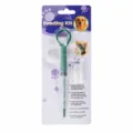 Pet feeding kit with syringe and silicone teats for dogs cats and small animals safe reusable. - Green