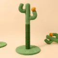 Cactus cat scratching post with sisal rope wrapped pole and cute plush design for pet cats. - Medium (55x30cm) / Green