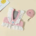 Roze kant huisdier tuigje en riem set met schattig bloem design voor kleine honden katten. - M / Roze
