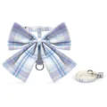Cute blue plaid cat harness and leash set, JK style pet vest for small dogs and cats. - Yellow-Purple