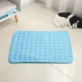 Blue pet cooling mat with circular embossed pattern for summer heat dissipation and comfort. - Dark Blue