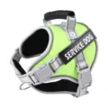 Reflective green dog harness for medium and large dogs with handle and safety service patch. - XS: Neck 29-36cm / Bust 41-49cm / Fluorescent Green