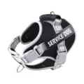 Reflective black dog harness for medium large dogs, breathable chest strap with durable handle. - XS: Neck 29-36cm / Bust 41-49cm / Black