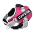 Pink reflective dog harness with handle and service dog patch for medium large dogs daily. - Rose Red