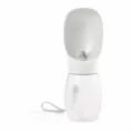 Portable dog water bottle for travel, 300ml pet outdoor drinking cup with lanyard. - 300ml / Off-White