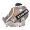 Reflective dog harness for medium large dogs, breathable mesh chest strap with service dog patch. - Khaki