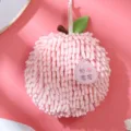 Chenille hand towel cute peach shaped hanging absorbent kitchen dishcloth for bathroom - 17x17cm / Honey