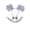 Dalmatian dog costume set featuring cute spotted ears headband, bow tie and tail for party. - Three-Piece Set / Spotted Stone