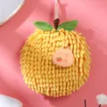 Cute hanging chenille hand towel, super absorbent fruit shape kitchen wiping towel for home. - 17x17cm / Persimmon