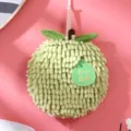 Cute hanging chenille hand towel green fruit shape absorbent soft kitchen rag dish towel - 17x17cm / Avocado