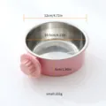 Macaron pink stainless steel pet bowl with fixing bracket, small size, anti-overturn. - S / Stainless Steel Hanging Cage Bowl / Pink