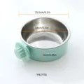 Macaron color stainless steel pet bowl with hanging clamp, durable cat food bowl, size 15.5cm. - L / Stainless Steel Hanging Cage Bowl / Green