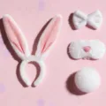 Easter plush rabbit ear headband bow nose tail set for cute kids party costume performance - Pink Rabbit 4-Piece Set