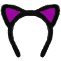 Black plush cat ear headband with purple inner ears cute party hair accessory variant. - Black & Purple Faux Fur Headbands