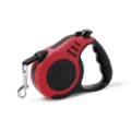 Opropbare hondenlijn voor kleine en middelgrote honden, stevige tape met handige rem- en stopknop. - 3m / Rood