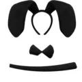 Black animal ear headband, bowtie and long tail costume set for Halloween party props. - Three-Piece Set / Black
