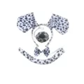 Dalmatian dog costume set variant, black and white animal ears headband nose tail bow tie. - Four-Piece Set / Spotted Stone