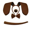 Brown dog costume set including cute ears headband, bow tie, nose and tail for Halloween. - Four-Piece Set / Coffee