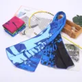 Asciugamano sportivo rinfrescante estivo, asciugatura rapida, fitness e assorbente. - Confezione con moschettone 30x100 cm / Blu