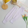 Summer solid color breathable ice silk sun protection sleeves long anti-uv arm guards. - One Size / Light Purple
