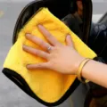 Thickened microfiber car cleaning towel detailing, absorbent yellow cloth wiping mirror. - Yellow