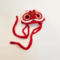 Handmade crochet lion dance cat hat festive Chinese style cute pet costume accessory item - One Size / Red Lion Dance Hat