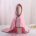 Rosa Korallenfleece Haustier Bademantel mit Kapuze Hundetuch und schwarzer Kante - XS / Rosa