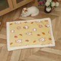 Thickened pet blanket with cute cartoon rabbit print, soft fleece border, cozy winter sleep mat for cats. - 50x70cm / Style 2