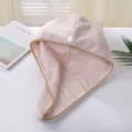 Pink coral fleece dry hair cap soft absorbent shower cap quick drying towel for women adult - Off White