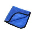 Blauwe microvezel autopoetsdoek met zwarte rand, sterk absorberend en pluisvrij. - Donkerblauw