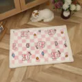 Thickened pet blanket pink check cartoon rabbit pattern soft warm cozy dog cat sleeping mat - Style 5