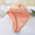 Coral fleece quick-drying hair cap, soft absorbent towel wrap for women daily bath use. - Orange