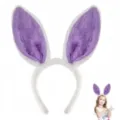 Fascia per capelli con orecchie da coniglio in peluche carina per festa di Pasqua e Halloween. - Cerchietto con orecchie da coniglio viola