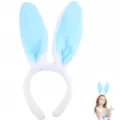 Cerchietto con orecchie da coniglio in peluche carino cerchietto blu per festa e trucco. - Cerchietto con orecchie da coniglio blu chiaro