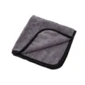 Dikke grijze microvezel autopoetsdoek met zwarte randen, absorberend en pluisvrij ontwerp. - donkergrijs