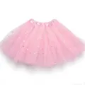 Pink sequin star mesh tutu skirt for little girls, fluffy dancing performance half skirt. - 30cm / Pink