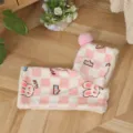 Thickened plush pet cloak for dogs, warm autumn winter cape with cute rabbit pattern and pom. - S / Pink Rabbit