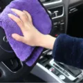 Thick microfiber car cleaning towel for interior detailing, highly absorbent and soft. - Purple