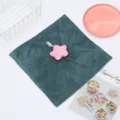 Coral fleece hand towel with cute pink star hanging loop, absorbent and quick drying for kitchen. - Star / Green