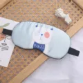Cute cartoon panda printed sleep mask light blue silk breathable shading eye mask soft - Red Cat Style