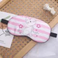 Cute cat print pink striped sleeping mask, breathable shading eye mask for travel and nap time. - Flower Cat Pattern