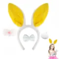 Set cerchietto con orecchie di coniglio in peluche per festa di Pasqua e Halloween! - Set 4 Pezzi Giallo