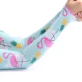 Summer women sun protection ice silk sleeves outdoor UV protection arm guard printed design - S / Flamingo Style