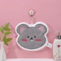 Cute animal hanging hand towel, thick absorbent plush towel for bathroom and kitchen use. - Grey Hamster